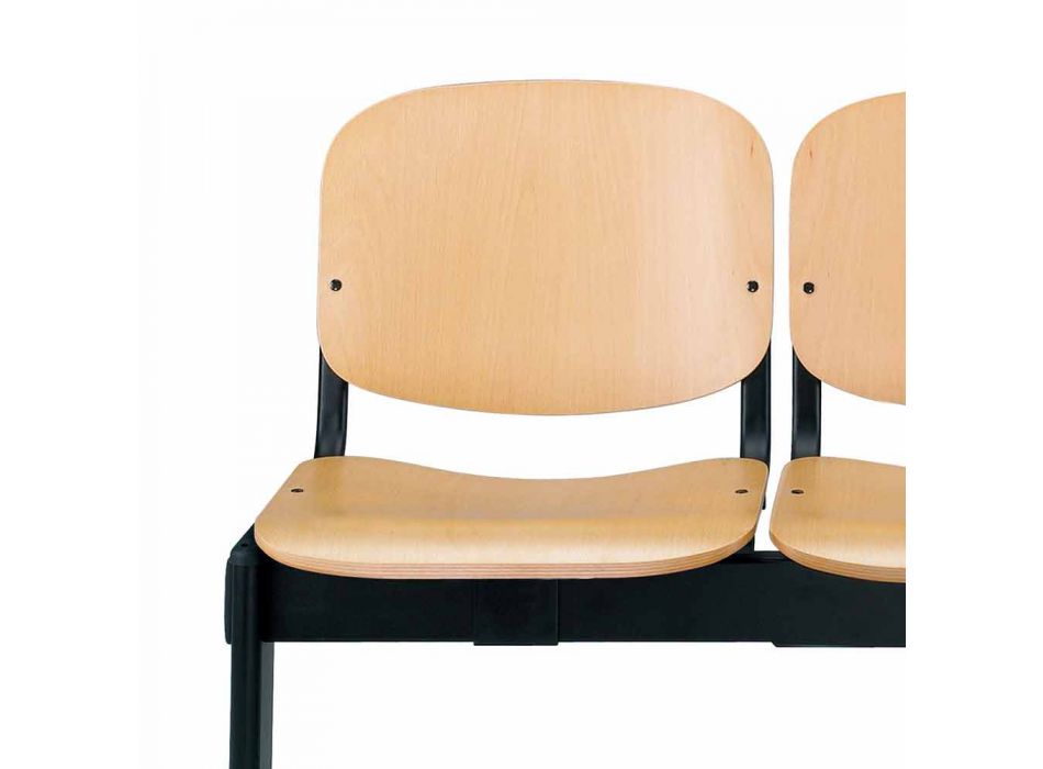 Panca da Sala da Attesa a 2 Moduli Seduta in Tessuto/Ecopelle e Faggio – Carmela Viadurini