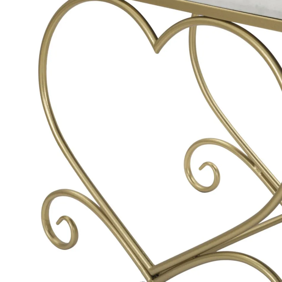 Panca in Ferro Oro con Seduta Imbottita e Rivestita in Tessuto - Alchimia Viadurini