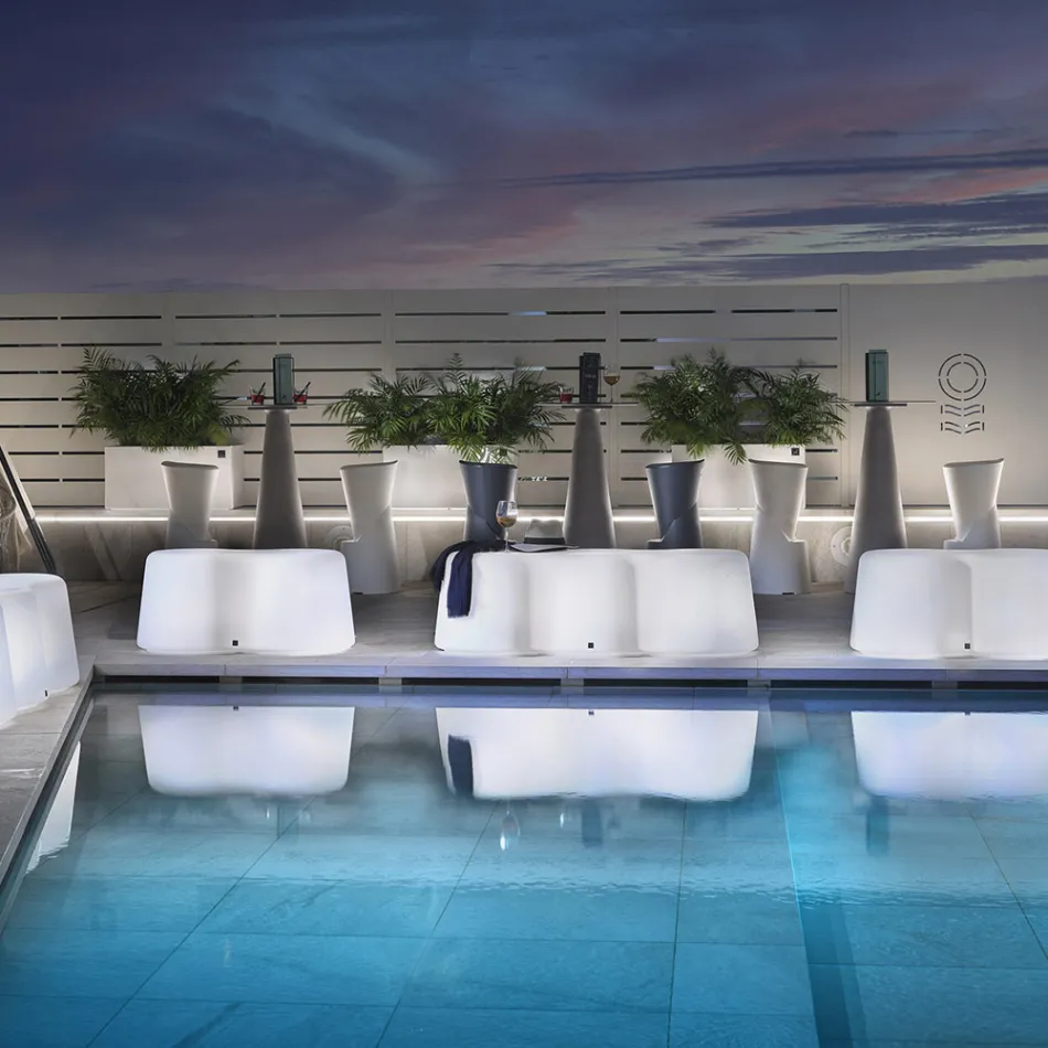 Panca Luminosa da Esterno Ondulata in Polietilene Made in Italy - Brenda Viadurini