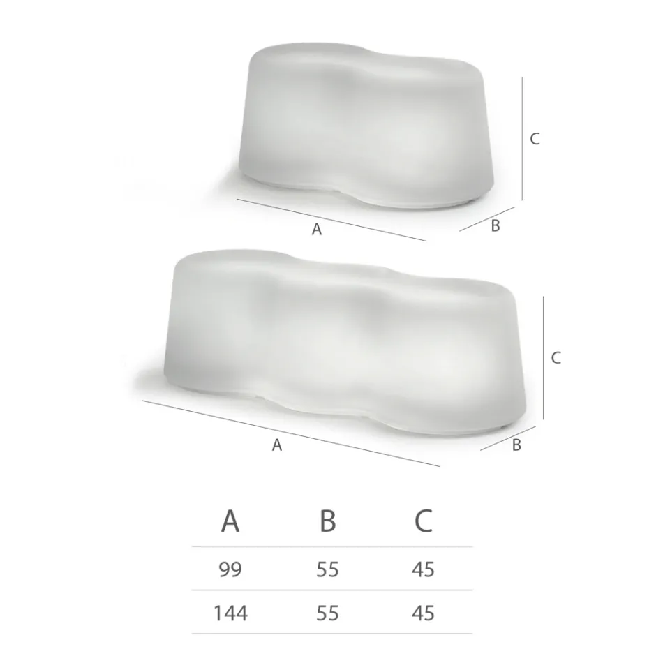 Panca Luminosa da Esterno Ondulata in Polietilene Made in Italy - Brenda Viadurini