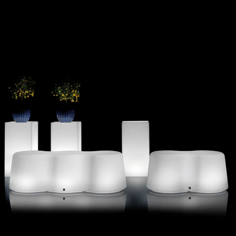 Panca Luminosa da Esterno Ondulata in Polietilene Made in Italy - Brenda Viadurini