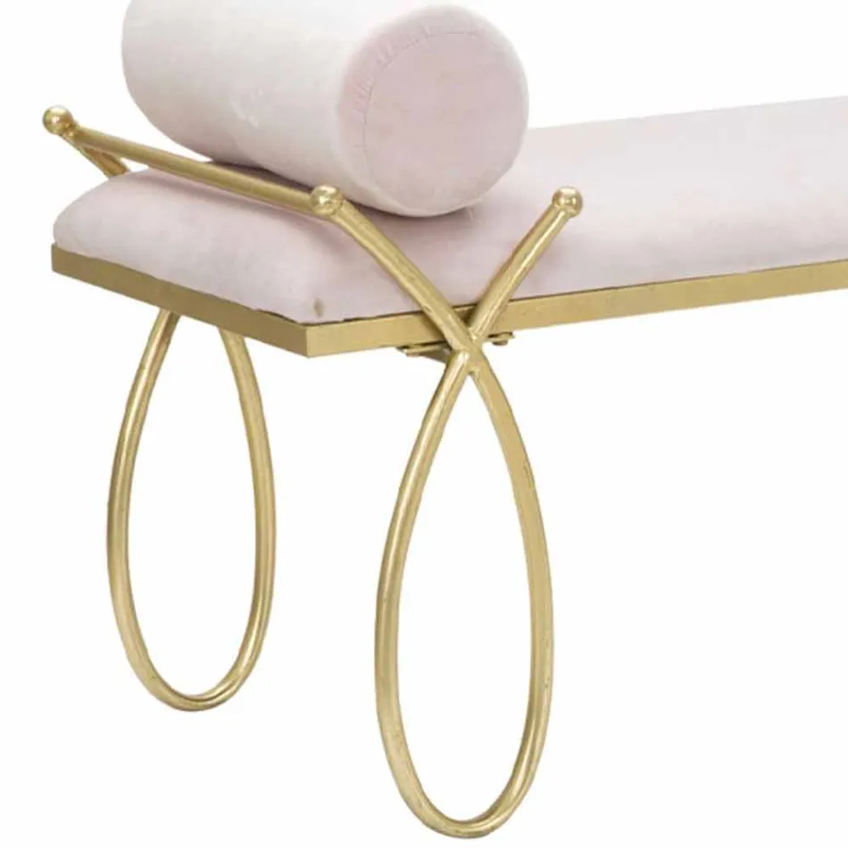 Panca Rettangolare di Design Moderno in Ferro, MDF e Tessuto - Harding Viadurini