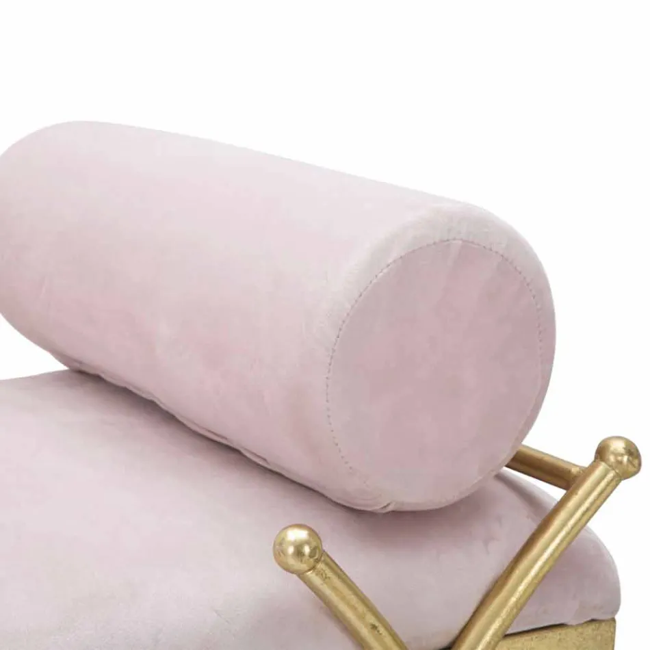 Panca Rettangolare di Design Moderno in Ferro, MDF e Tessuto - Harding Viadurini