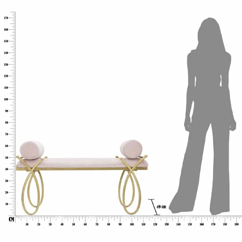 Panca Rettangolare di Design Moderno in Ferro, MDF e Tessuto - Harding Viadurini