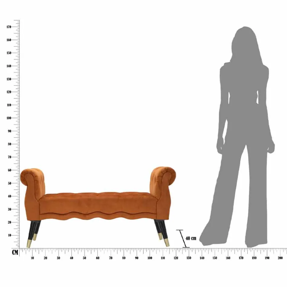 Panca Rettangolare di Design Moderno in Legno e Tessuto - Theodore Viadurini