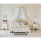 Panca Shabby Chic in Legno con Seduta in Tessuto Trapuntato - Rocchetta Viadurini