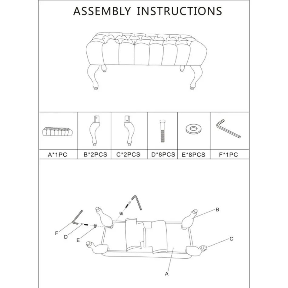 Panca Shabby Chic in Legno con Seduta in Tessuto Trapuntato - Rocchetta Viadurini