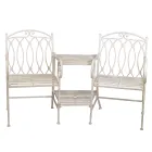 Panchina 2 Posti con Tavolo in Metallo e Portaombrellone - Colla Viadurini