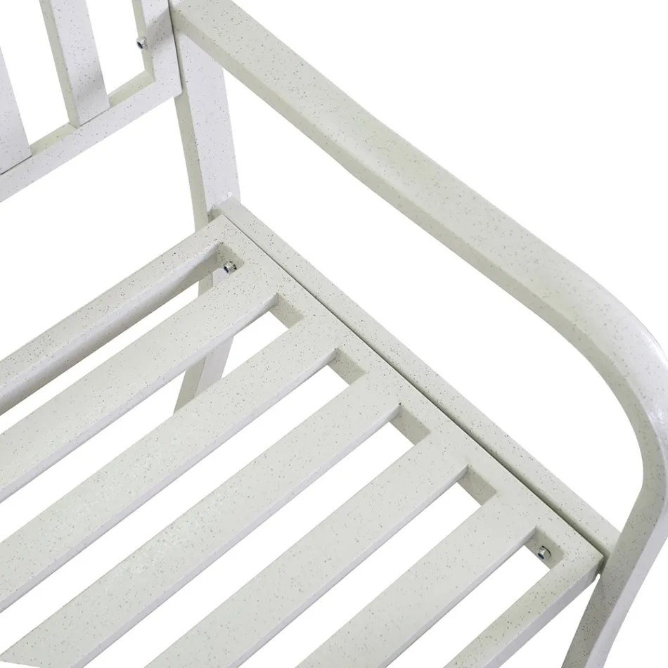 Panchina da Esterno Realizzata in Metallo con Tavolino a Scomparsa - Graffetta Viadurini