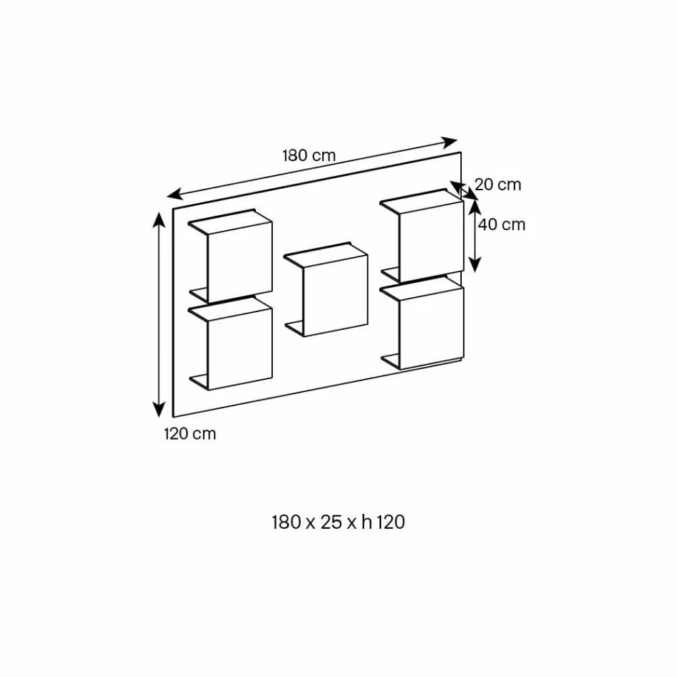 Pannello a Parete in Legno Noce Canaletto e Mensole in Vetro 2 Misure - Basilico Viadurini