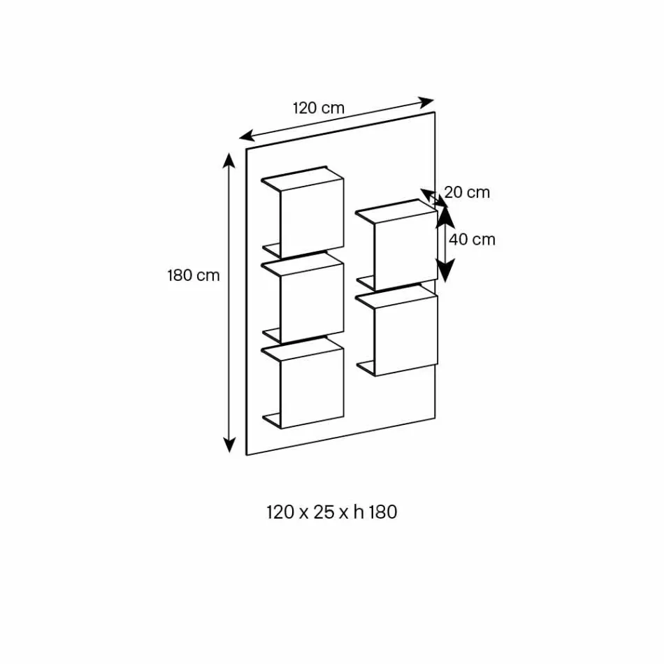 Pannello a Parete in Legno Noce Canaletto e Mensole in Vetro 2 Misure - Basilico Viadurini