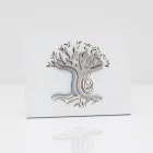 Pannello Bianco Inciso a Laser con Albero e Famiglia Made in Italy - Helga Viadurini