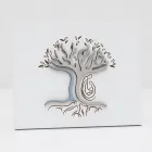 Pannello Bianco Inciso a Laser con Albero e Famiglia Made in Italy - Helga Viadurini