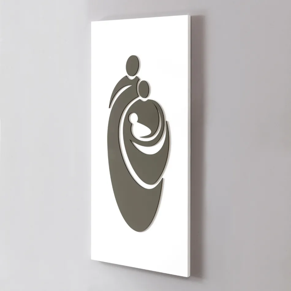 Pannello che Raffigura la Famiglia Inciso a Laser Made in Italy - Chiaki Viadurini