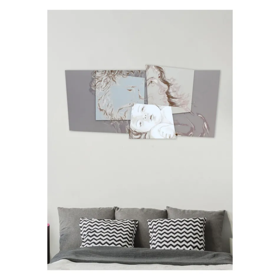 Pannello con la Famiglia di Betlemme Realizzato in Laser Made in Italy - Paola Viadurini