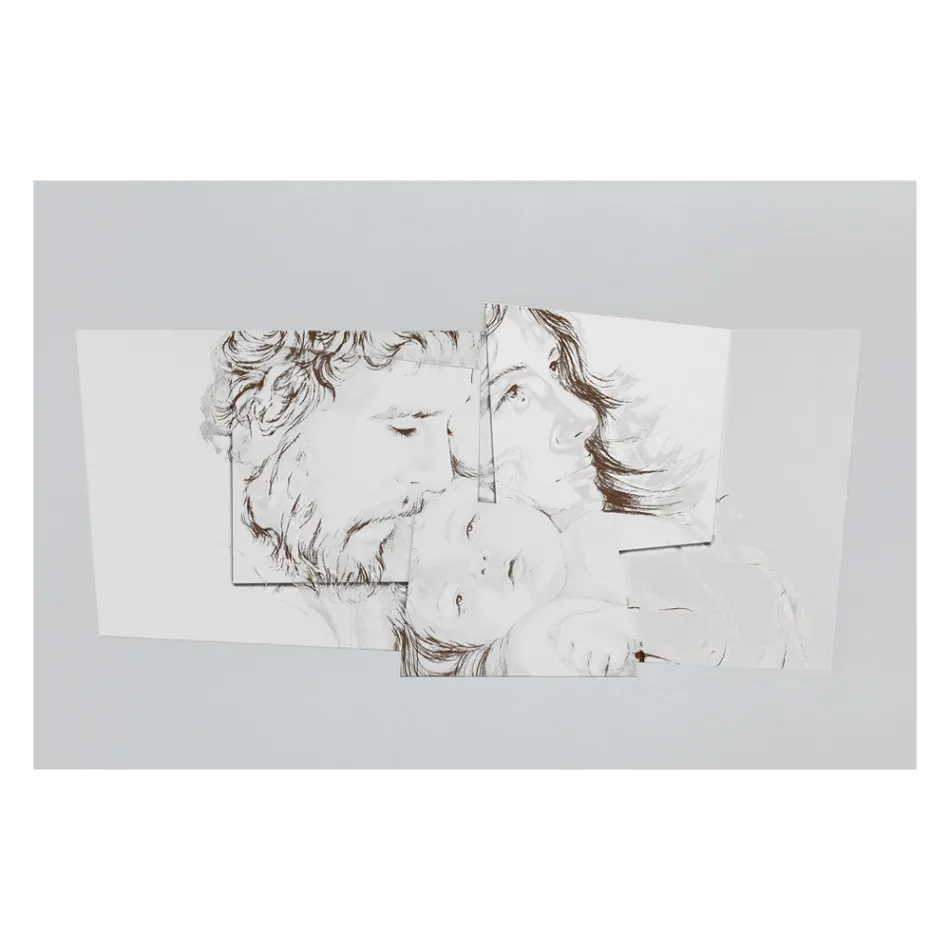 Pannello con la Famiglia di Betlemme Realizzato in Laser Made in Italy - Paola Viadurini