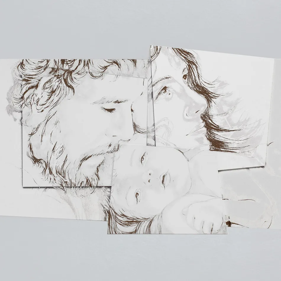 Pannello con la Famiglia di Betlemme Realizzato in Laser Made in Italy - Paola Viadurini