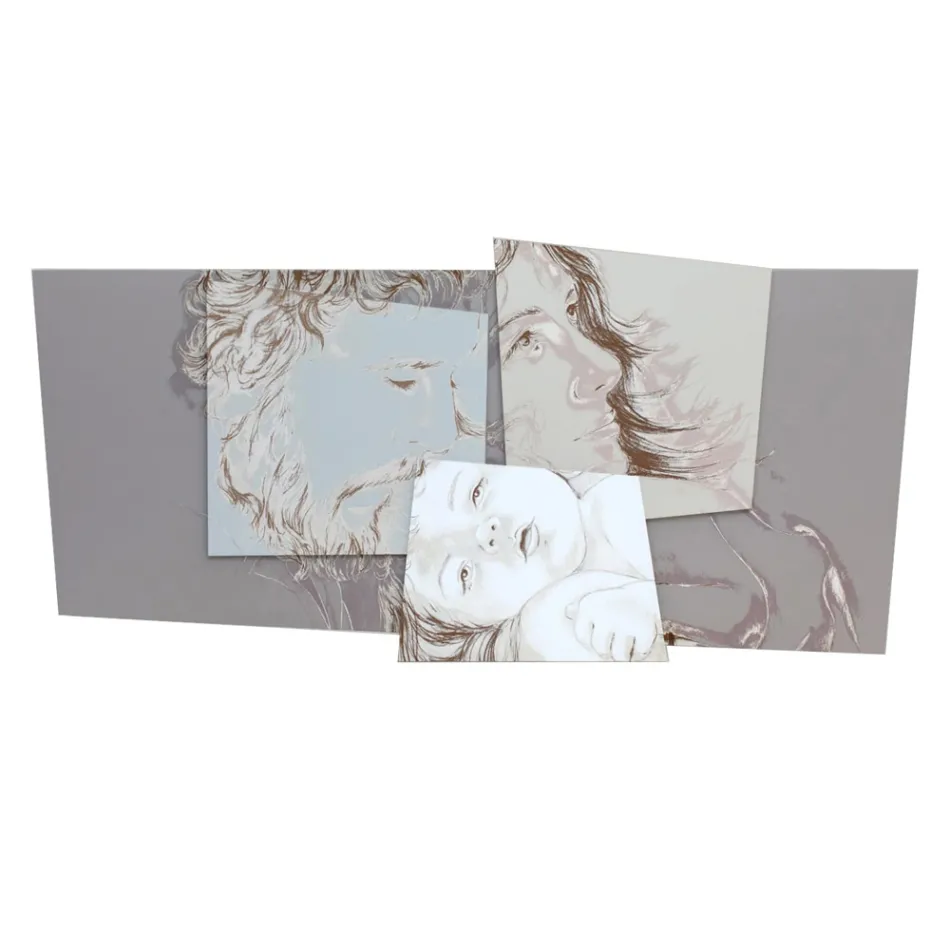 Pannello con la Famiglia di Betlemme Realizzato in Laser Made in Italy - Paola Viadurini