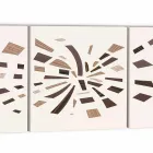 Pannello Decorativo a Muro in Tela con Inserti in Legno Made in Italy - Beatris Viadurini