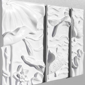 Pannello Decorativo a Parete Design Moderno Ceramica Bianco e Grigio - Giappoko