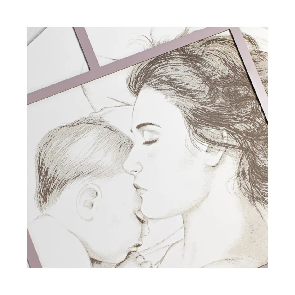 Pannello Inciso a Laser con Donna e Bambino Made in Italy - Harald Viadurini