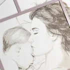 Pannello Inciso a Laser con Donna e Bambino Made in Italy - Harald Viadurini