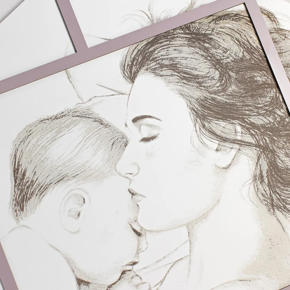 Pannello Inciso a Laser con Donna e Bambino Made in Italy - Harald Viadurini