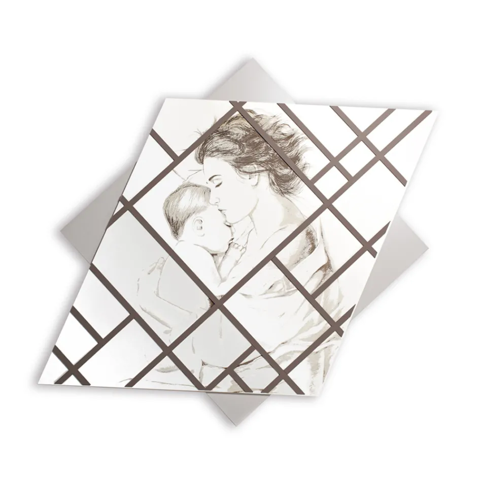 Pannello Inciso a Laser con Donna e Bambino Made in Italy - Harald Viadurini