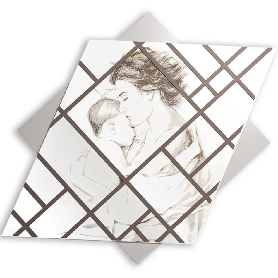 Pannello Inciso a Laser con Donna e Bambino Made in Italy - Harald Viadurini