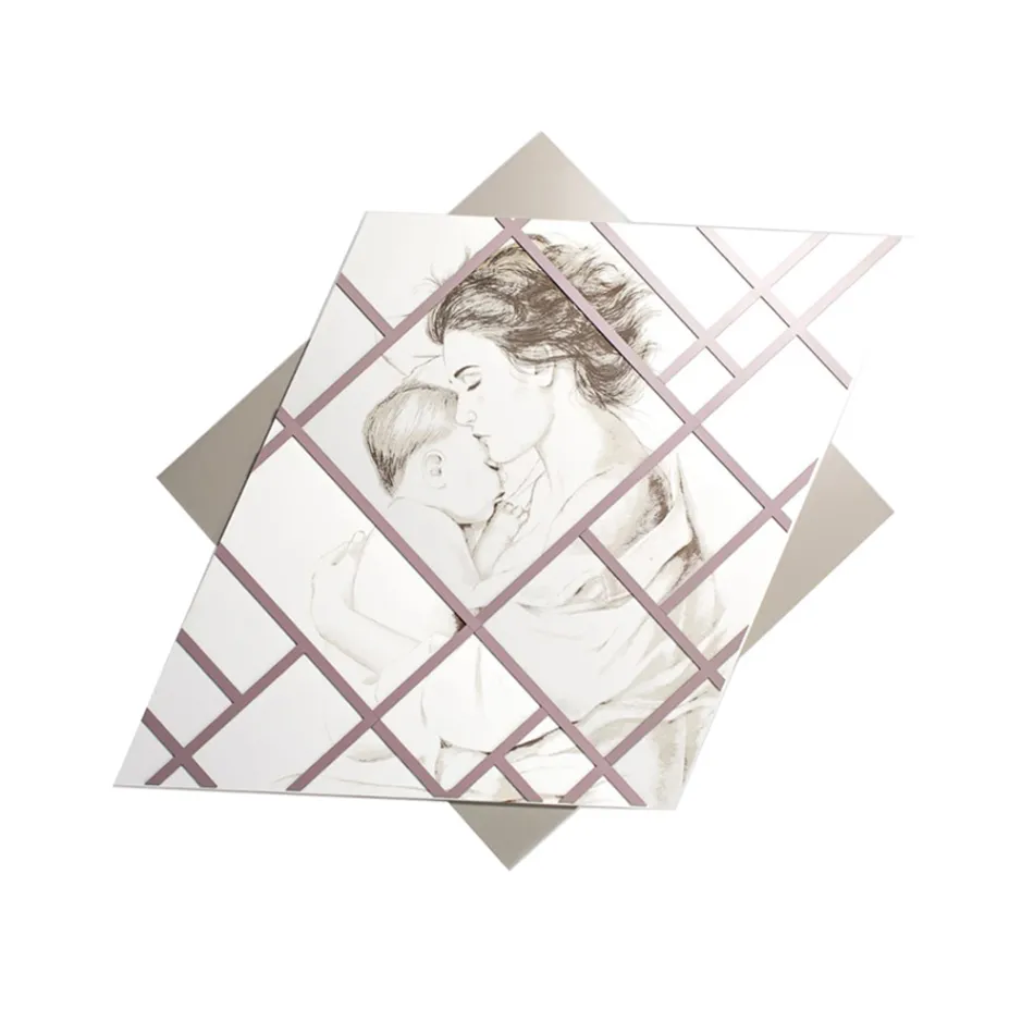 Pannello Inciso a Laser con Donna e Bambino Made in Italy - Harald Viadurini