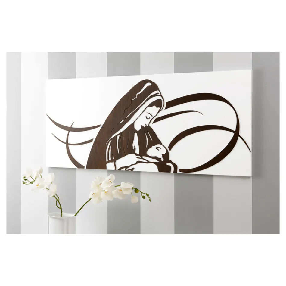 Pannello Realizzato con Incisione Laser che Raffigura la Madre Made in Italy - Chiyo Viadurini