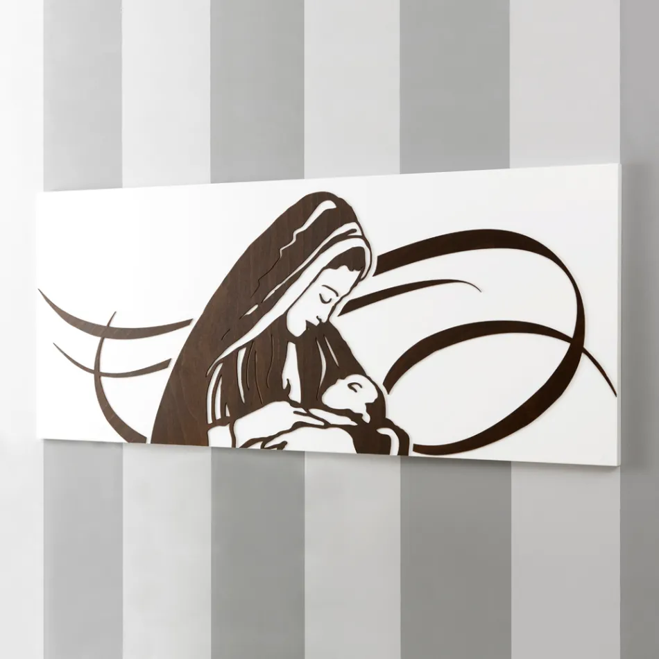 Pannello Realizzato con Incisione Laser che Raffigura la Madre Made in Italy - Chiyo Viadurini