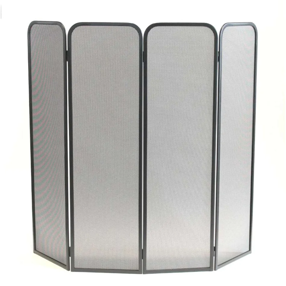 Parastufa con 4 Ante in Acciaio Verniciato Nero Made in Italy - Kiwi Viadurini