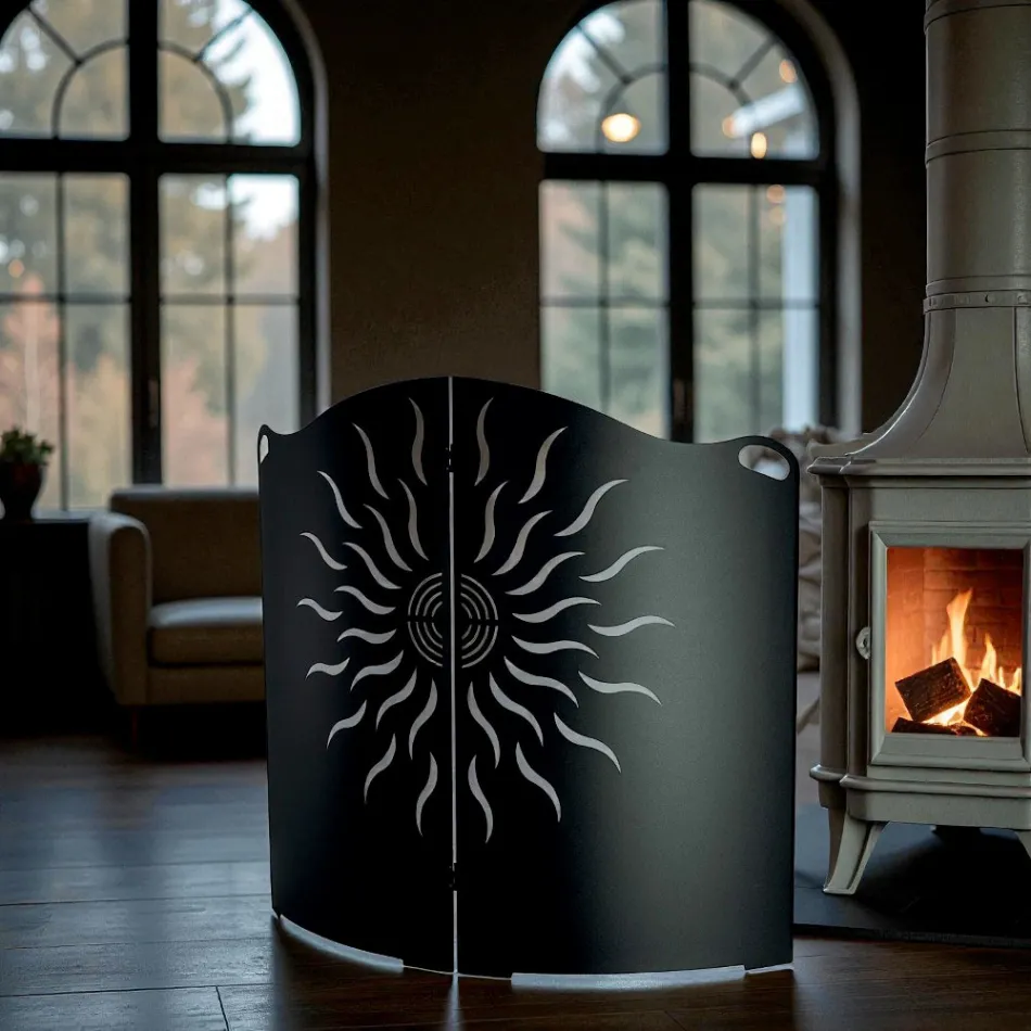 Parastufa Curvo con 2 Ante in Metallo Made in Italy - Anatra Viadurini