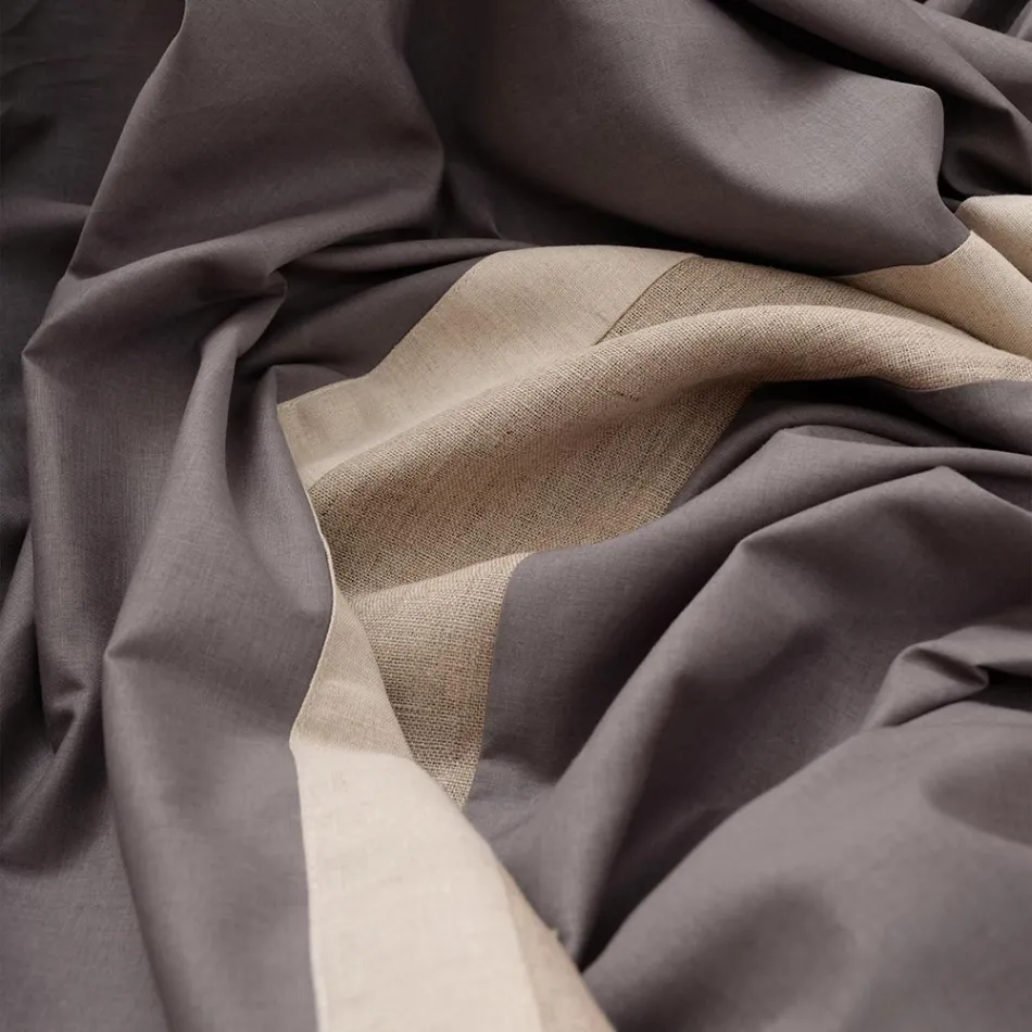 Parure Copripiumino in 90% Cotone e 10% Lino con 2 Federe Made in Italy - Nestle Viadurini