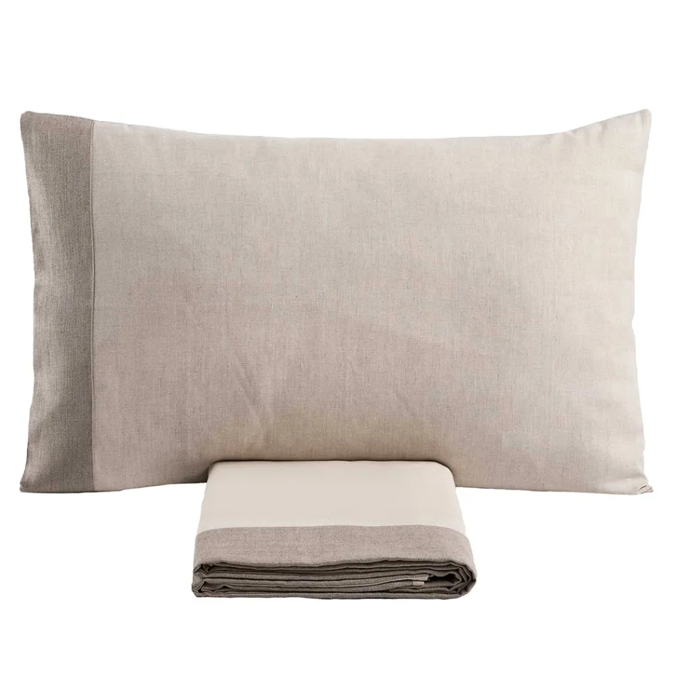 Parure Copripiumino Matrimoniale in 90% Cotone e 10% Lino Made in Italy - Nestle Viadurini