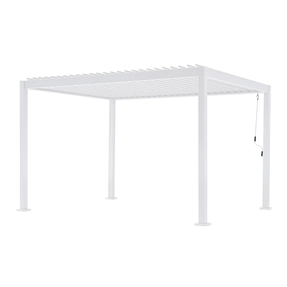 Pergola in Alluminio Bianco con Tetto Orientabile - Vitta Viadurini