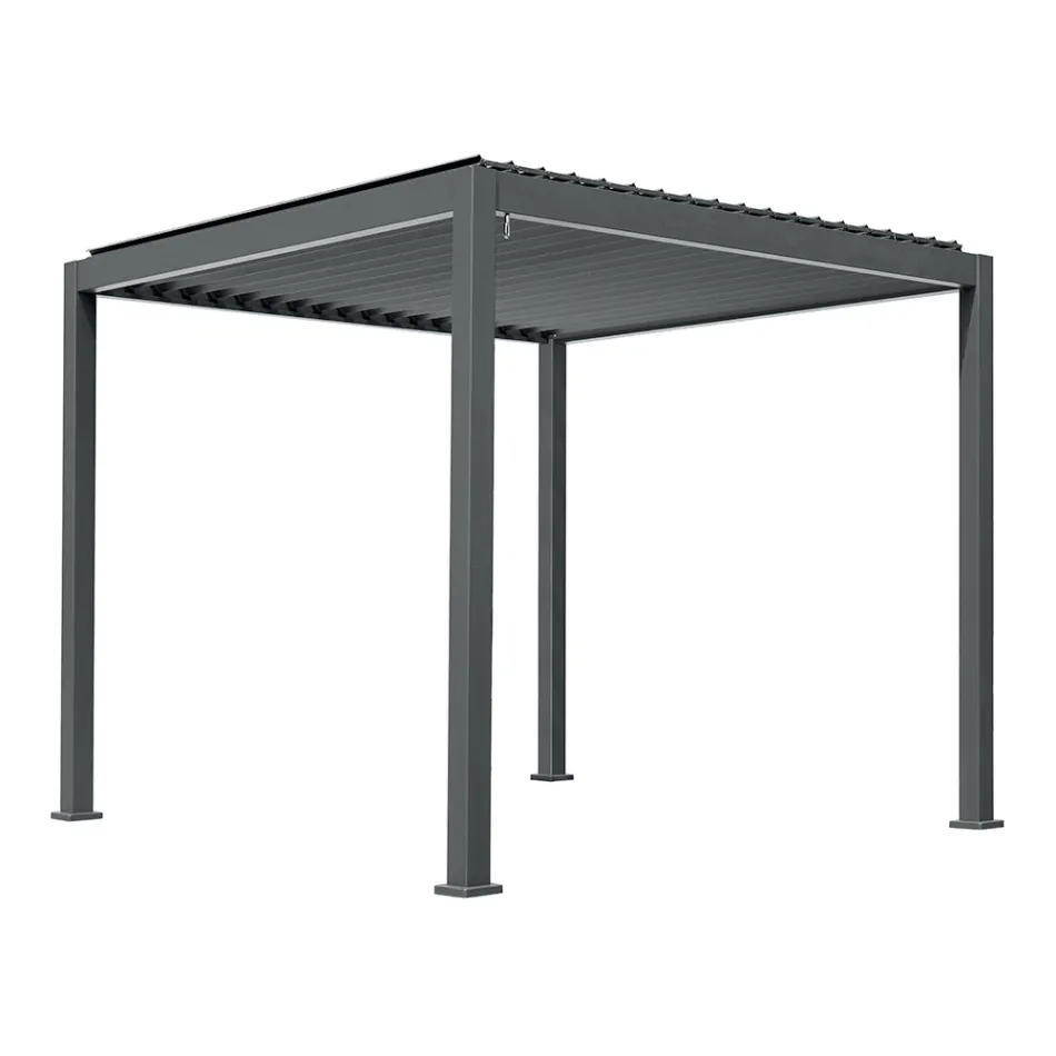 Pergola in Alluminio con Tetto Orientabile Tramite Manovella - Eolo Viadurini