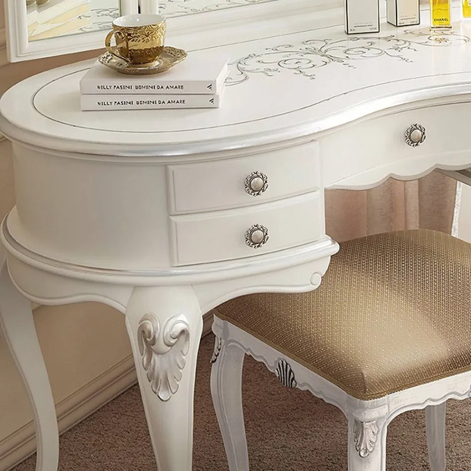 Pettiniera Trucco Classica in Legno con Specchio Made in Italy - Cambrige Viadurini