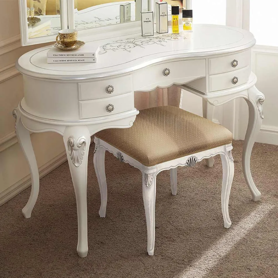 Pettiniera Trucco Classica in Legno con Specchio Made in Italy - Cambrige Viadurini