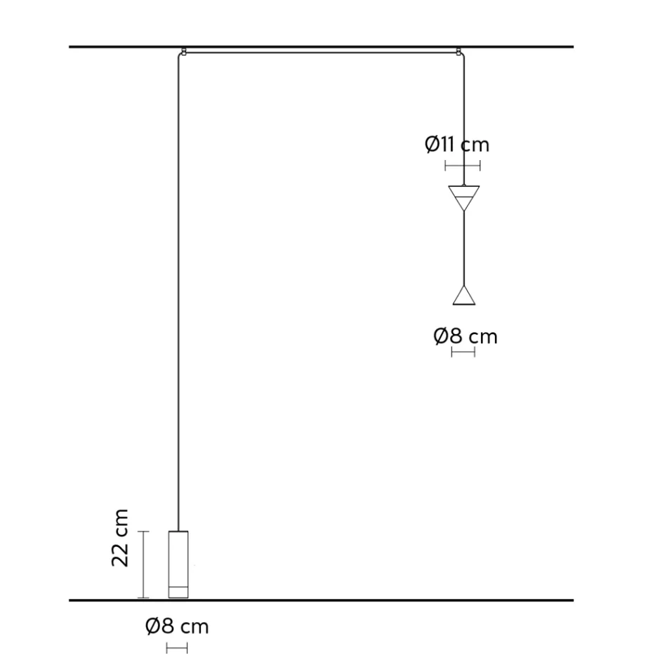 Piantana a Filo in Alluminio Nero e Doppio Cono Design Minimale - Mercado Viadurini