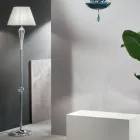 Piantana Classica in Vetro Lavorato a Mano Rigaton e Metallo Oro - Fievole Viadurini