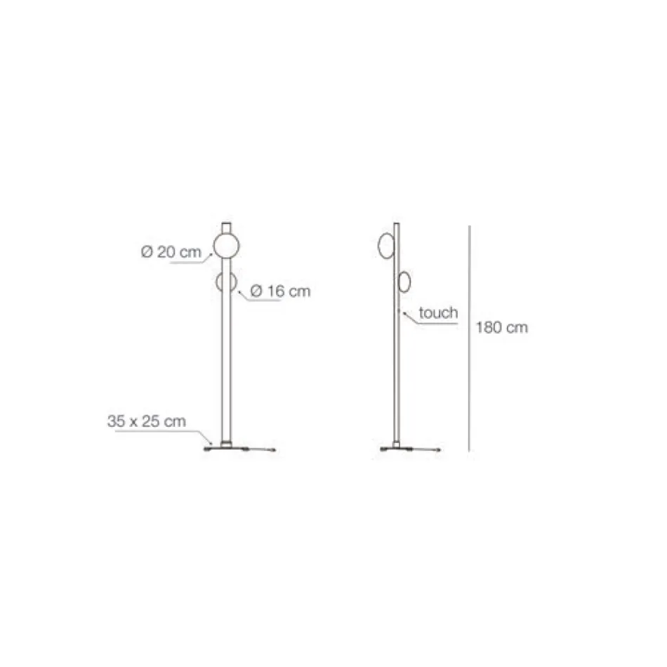 Piantana in Alluminio e Luce in Vetro Soffiato Bianco - Alma Viadurini