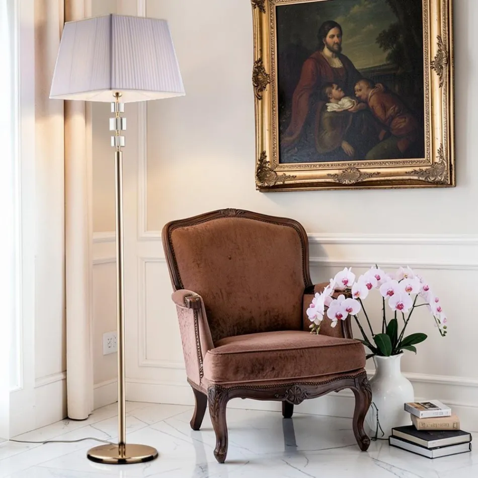 Piantana in Cristallo con Paralume Made in Italy - Innsbruck Viadurini