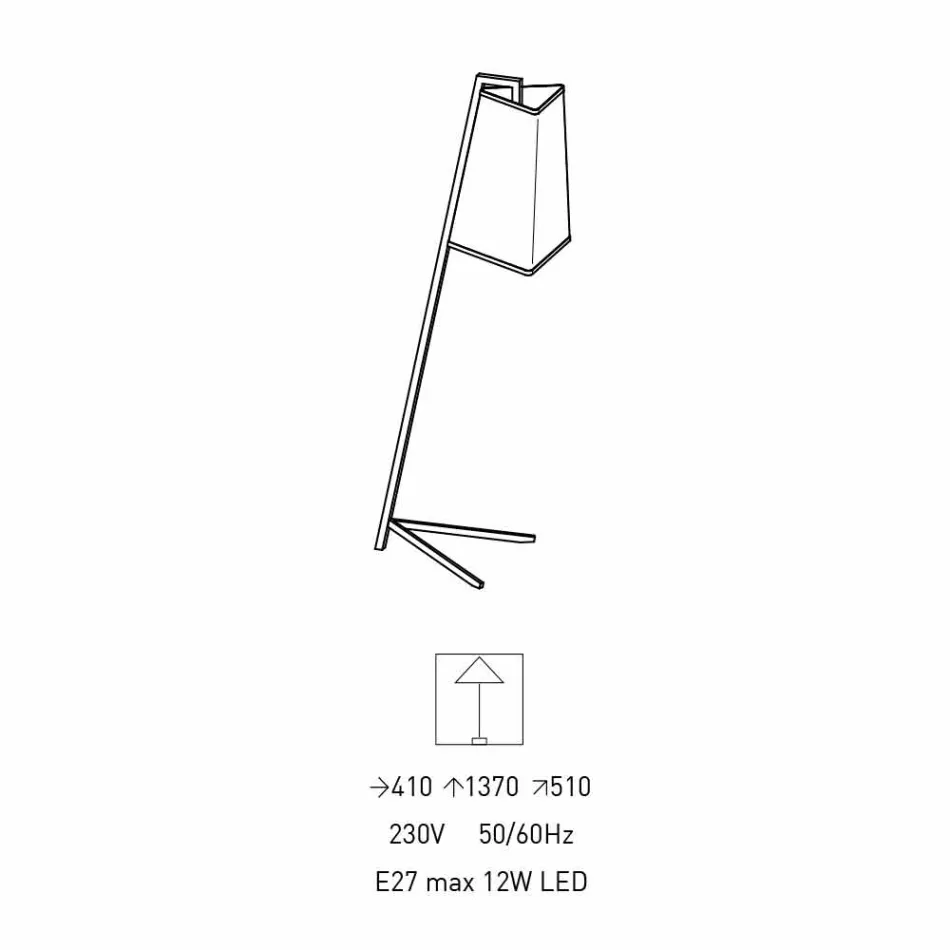 Piantana in Metallo con Paralume in Cotone Bianco Moderna Made in Italy - Barton Viadurini