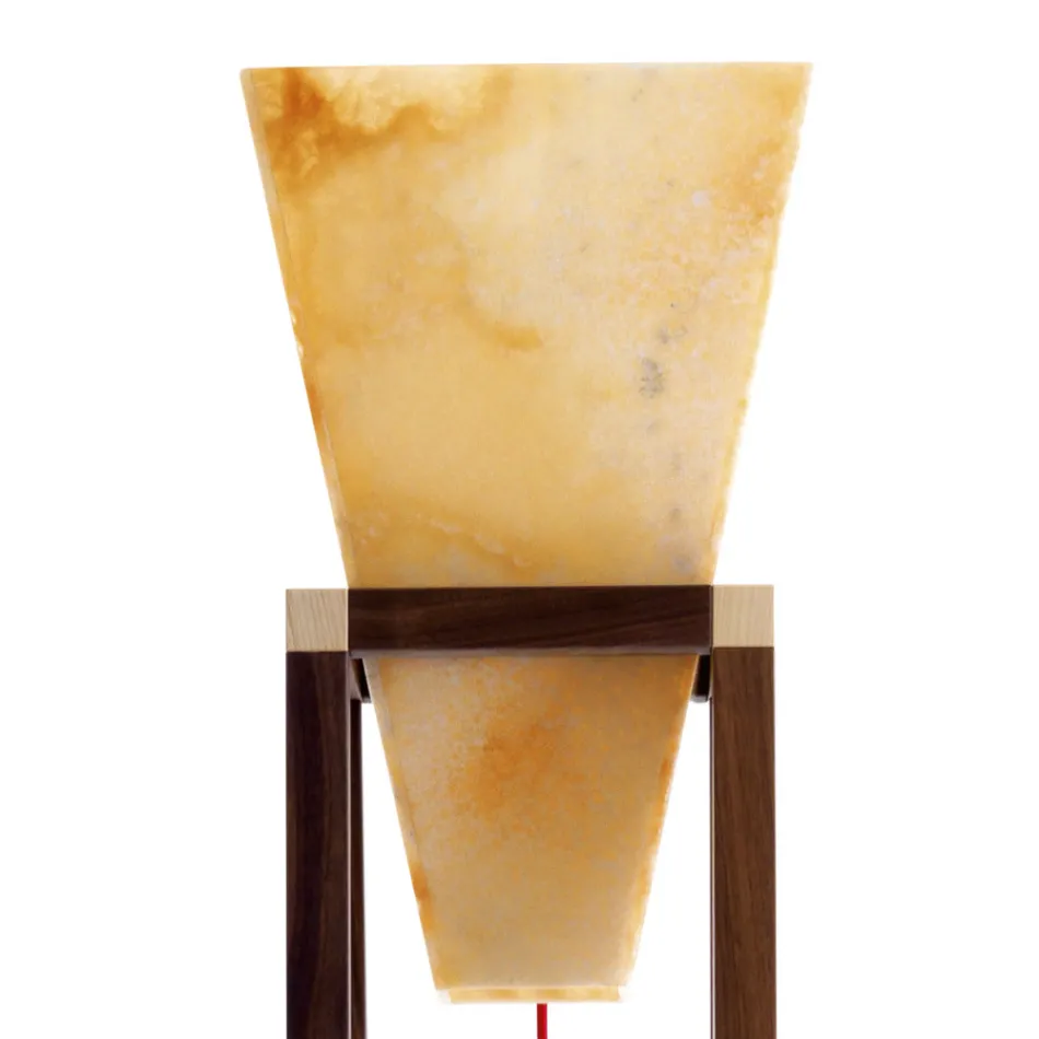 Piantana in onice e legno di design Grilli York fatta in Italia Viadurini