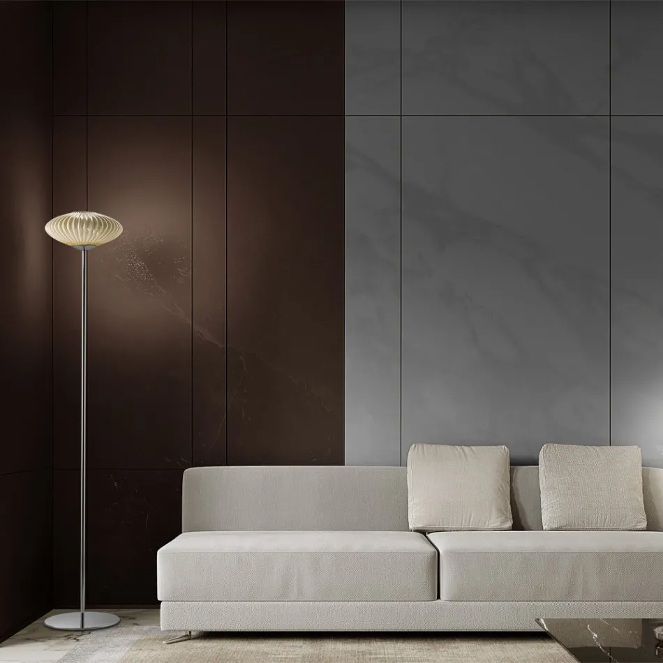 Piantana in Vetro Veneziano Lavorato a Coste e Soffiato a Mano - Dafne Viadurini