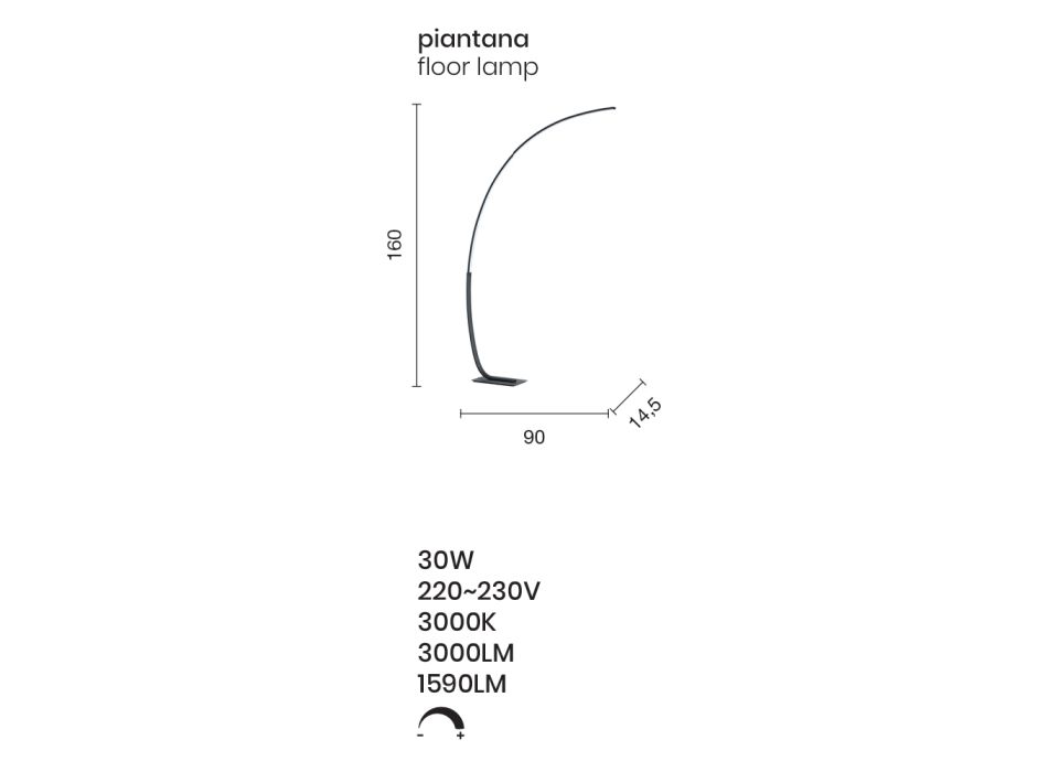 Piantana Moderna a LED Dimmerabile in Metallo Nero, Oro o Bianco - Gondola Viadurini