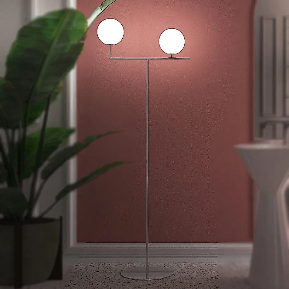 Piantana Moderna in Vetro Veneziano Incamiciato Soffiato a Mano - Neve Viadurini