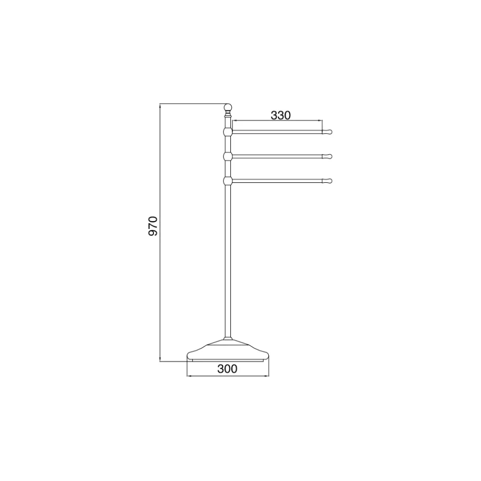 Piantana Porta Asciugamani Vintage a 3 Bracci in Ottone e Ceramica – Lione Viadurini